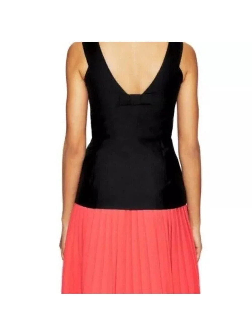 Kate Spade Top Black V-Neck Sleeveless Peplum Hem Back Bow Blouse 0